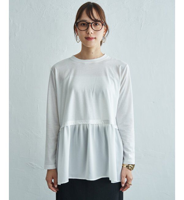 ikka「裾異素材切り替えロンT」|Tシャツ・カットソー|