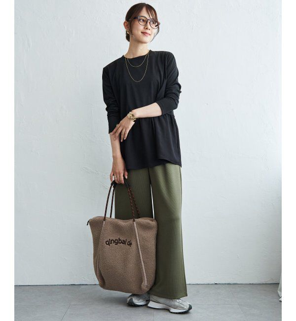 ikka「裾異素材切り替えロンT」|Tシャツ・カットソー|