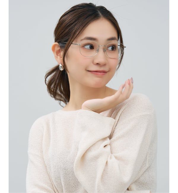  「ウェリントン型 メガネ | 四角 小顔効果 チタン 軽量 メタル 伊達・度付き Zoff  レンズ交換券付」|メガネ|シルバー