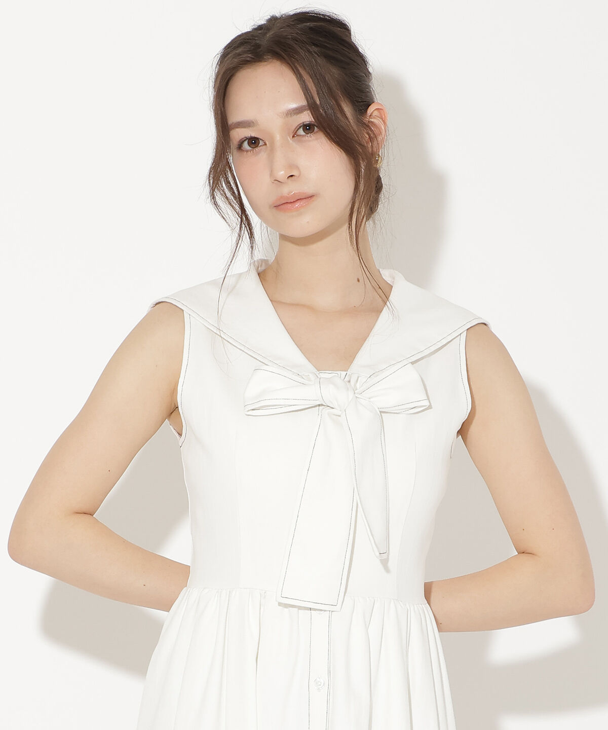WILLSELECTION「セーラーカラーノースリーブシャツワンピース」|ワンピース|