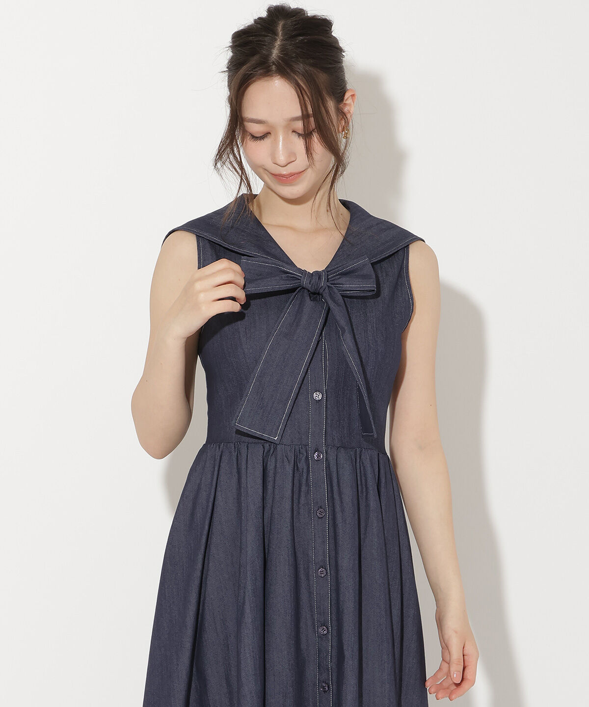 WILLSELECTION「セーラーカラーノースリーブシャツワンピース」|ワンピース|
