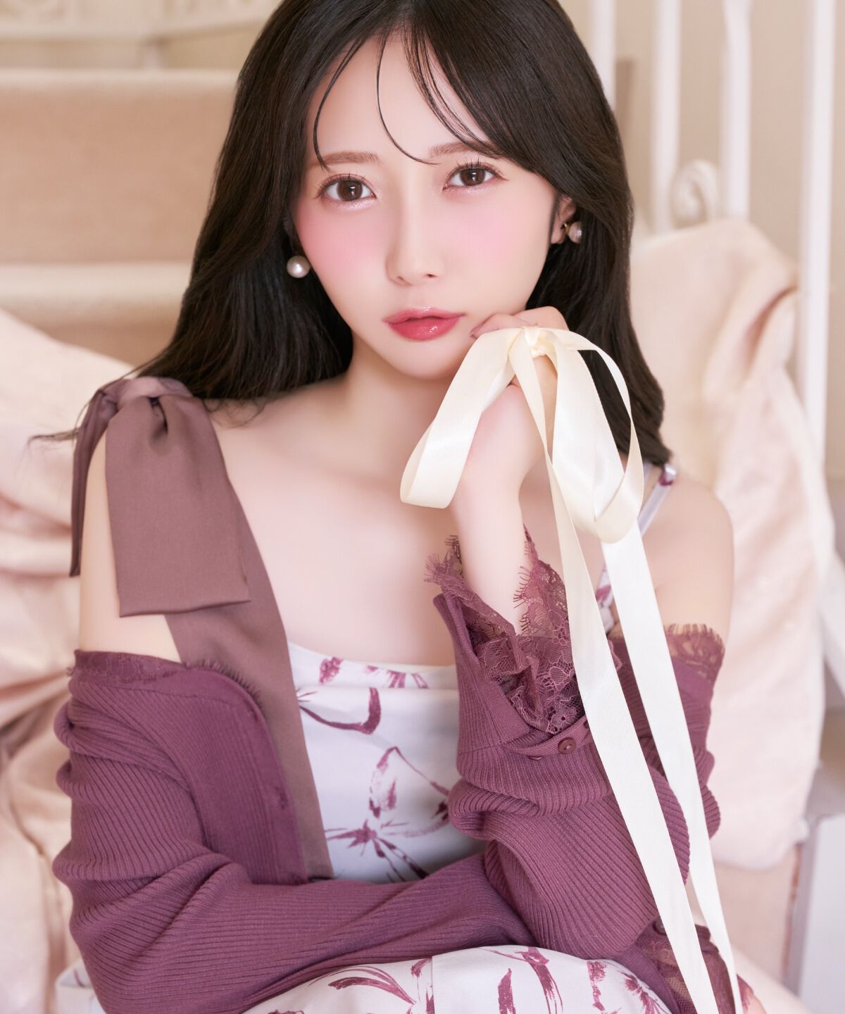 WILLSELECTION「リボンプリントアシメショルダーキャミワンピース」|ワンピース|