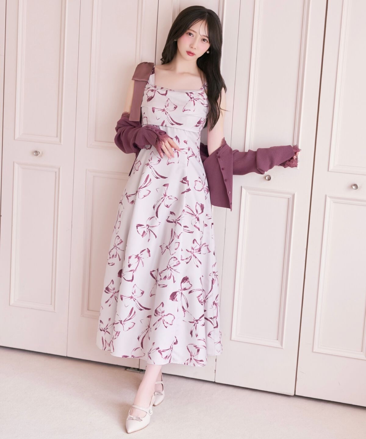 WILLSELECTION「リボンプリントアシメショルダーキャミワンピース」|ワンピース|
