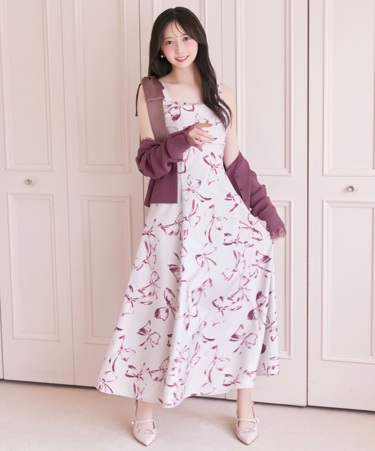 WILLSELECTION「リボンプリントアシメショルダーキャミワンピース」|ワンピース|