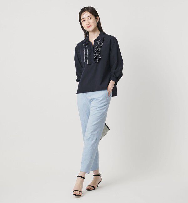 UNITED ARROWS「メロー フリル スキッパー パフ ブラウス ‐防しわ 吸水速乾 UVカット 遮熱性 接触冷感 ウォッシャブル‐」|シャツ・ブラウス|