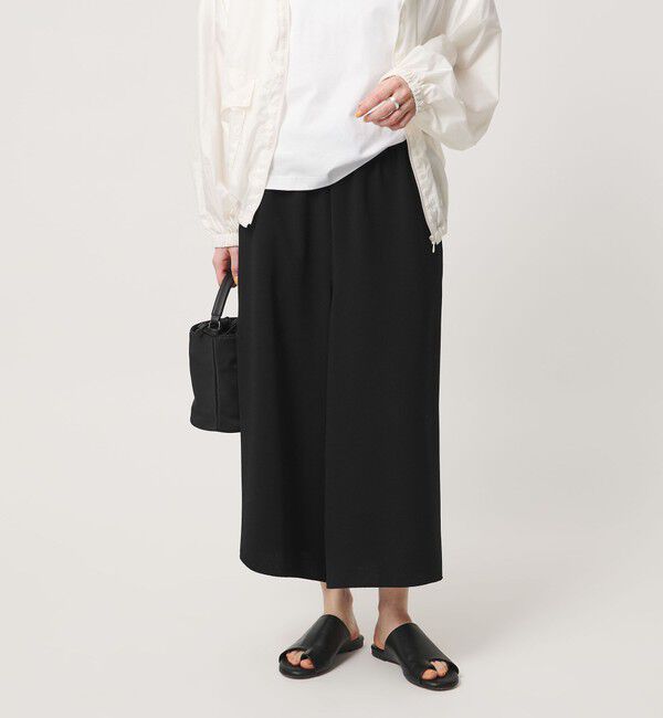 UNITED ARROWS「COMFY クロップド ワイドパンツ ‐防汚 UVカット ウォッシャブル‐」|チノ|BLACK