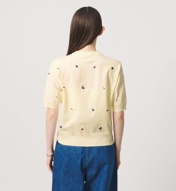UNITED ARROWS「フラワー エンブロイダリー ショートスリーブ カーディガン ‐ウォッシャブル‐」|カーディガン|