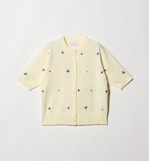 UNITED ARROWS「フラワー エンブロイダリー ショートスリーブ カーディガン ‐ウォッシャブル‐」|カーディガン|