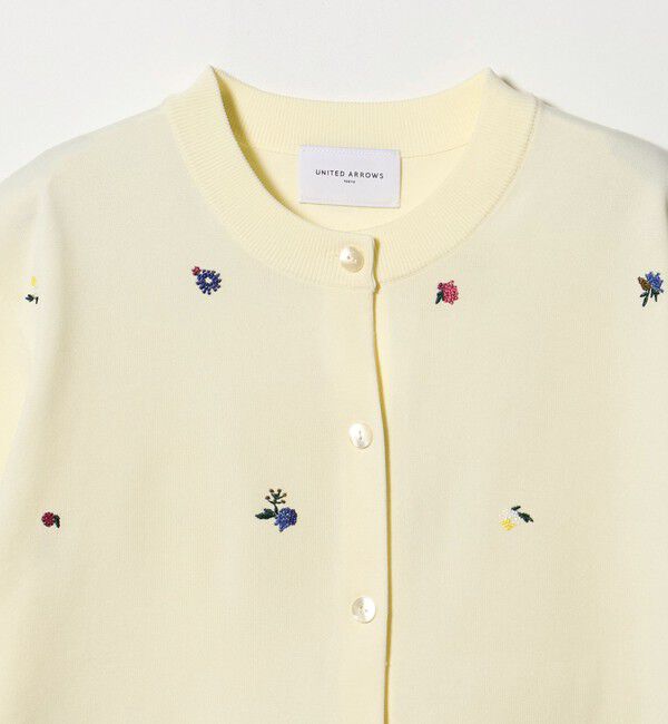 UNITED ARROWS「フラワー エンブロイダリー ショートスリーブ カーディガン ‐ウォッシャブル‐」|カーディガン|