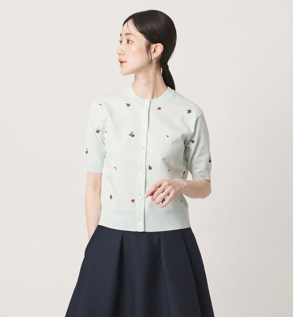 UNITED ARROWS「フラワー エンブロイダリー ショートスリーブ カーディガン ‐ウォッシャブル‐」|カーディガン|