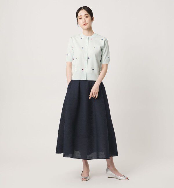 UNITED ARROWS「フラワー エンブロイダリー ショートスリーブ カーディガン ‐ウォッシャブル‐」|カーディガン|