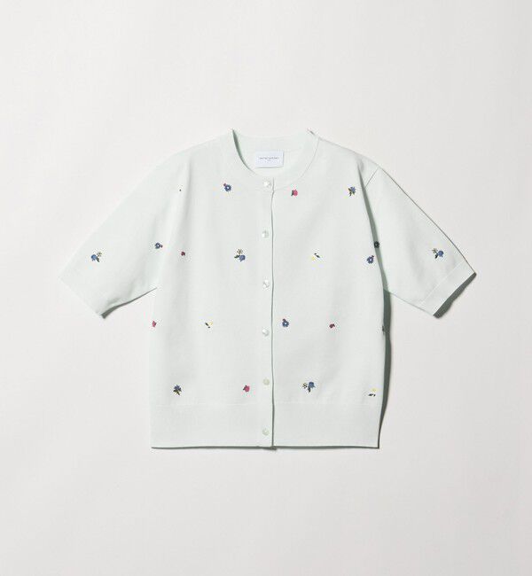 UNITED ARROWS「フラワー エンブロイダリー ショートスリーブ カーディガン ‐ウォッシャブル‐」|カーディガン|