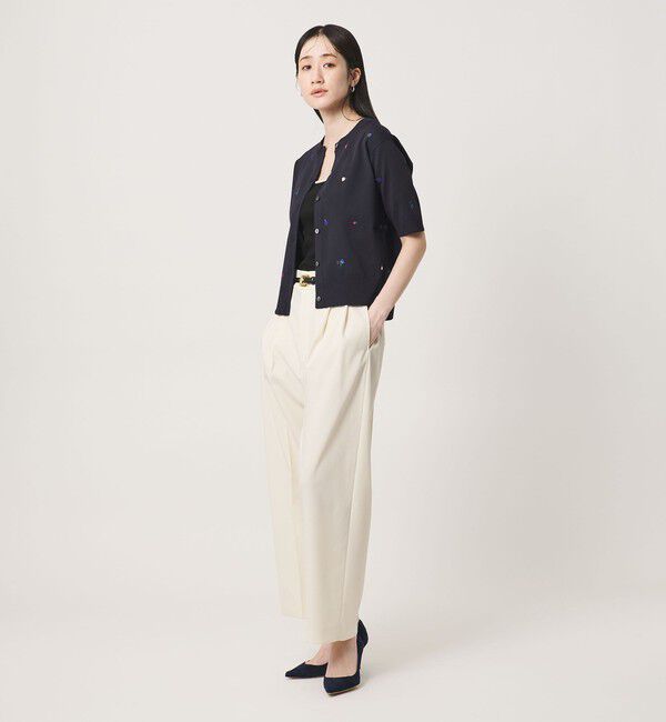 UNITED ARROWS「フラワー エンブロイダリー ショートスリーブ カーディガン ‐ウォッシャブル‐」|カーディガン|