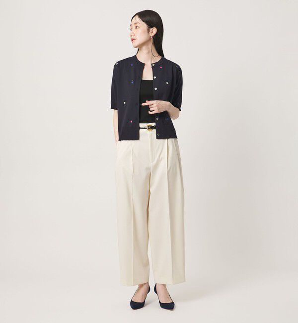 UNITED ARROWS「フラワー エンブロイダリー ショートスリーブ カーディガン ‐ウォッシャブル‐」|カーディガン|