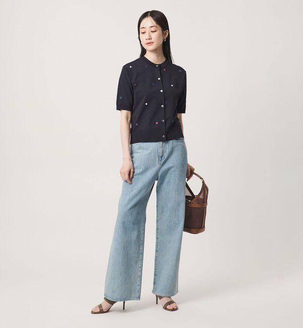 UNITED ARROWS「フラワー エンブロイダリー ショートスリーブ カーディガン ‐ウォッシャブル‐」|カーディガン|