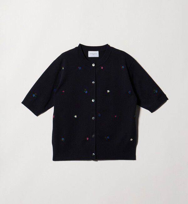 UNITED ARROWS「フラワー エンブロイダリー ショートスリーブ カーディガン ‐ウォッシャブル‐」|カーディガン|