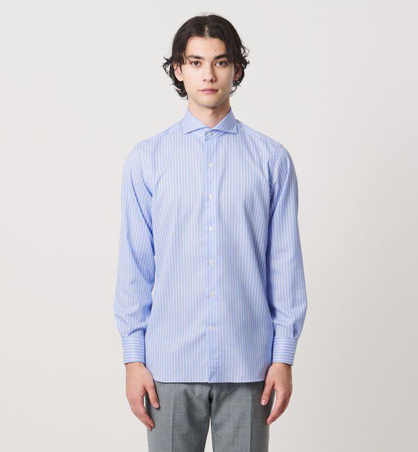 UNITED ARROWS「イージーケア AG パナマ ストライプ カッタウェイカラー シャツ 抗菌防臭 通気性」|シャツ・ブラウス|
