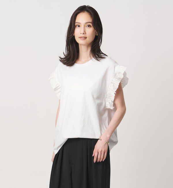 UNITED ARROWS「＜dahl&rsquo;ia＞フリル スリーブ Tシャツ」|Tシャツ・カットソー|