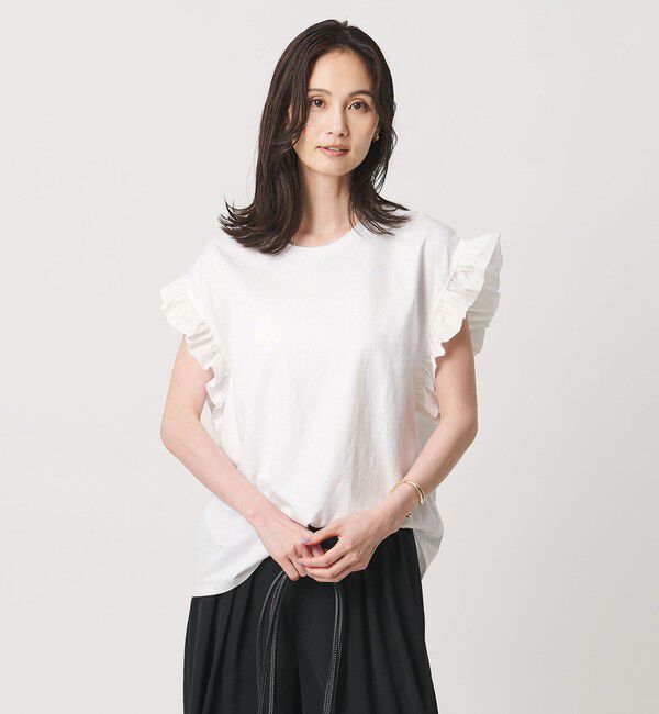 UNITED ARROWS「＜dahl&rsquo;ia＞フリル スリーブ Tシャツ」|Tシャツ・カットソー|