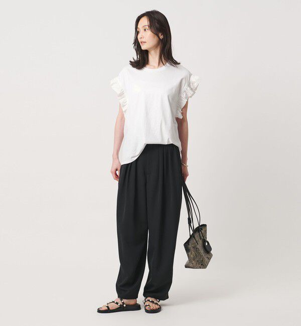 UNITED ARROWS「＜dahl&rsquo;ia＞フリル スリーブ Tシャツ」|Tシャツ・カットソー|