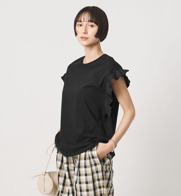 UNITED ARROWS「＜dahl&rsquo;ia＞フリル スリーブ Tシャツ」|Tシャツ・カットソー|