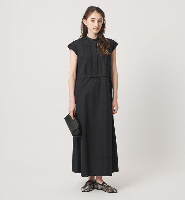 UNITED ARROWS「シルキー ピンタック ワンピース ‐ウォッシャブル‐」|ワンピース|BLACK