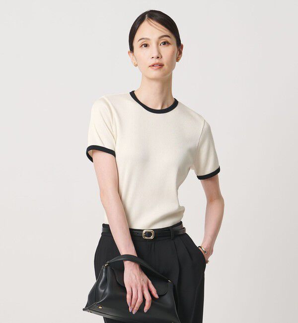 UNITED ARROWS「リブ バイカラーパイピング ショートスリーブ Tシャツ」|Tシャツ・カットソー|