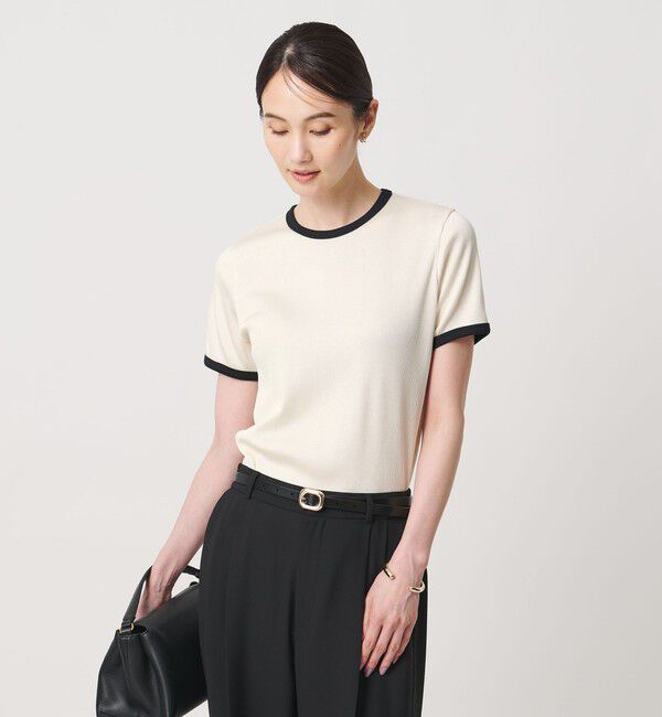 UNITED ARROWS「リブ バイカラーパイピング ショートスリーブ Tシャツ」|Tシャツ・カットソー|