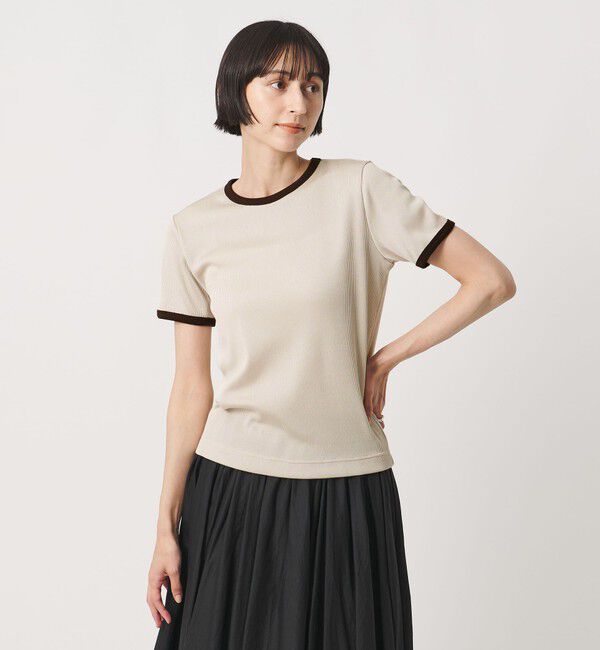 UNITED ARROWS「リブ バイカラーパイピング ショートスリーブ Tシャツ」|Tシャツ・カットソー|