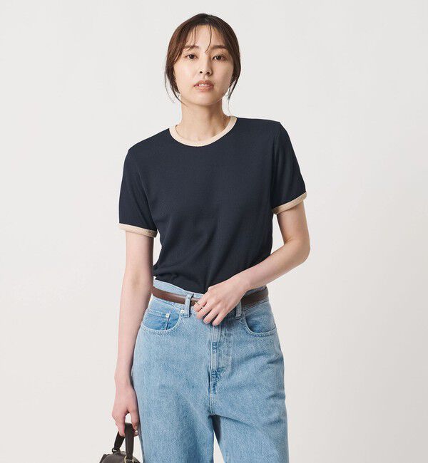 UNITED ARROWS「リブ バイカラーパイピング ショートスリーブ Tシャツ」|Tシャツ・カットソー|
