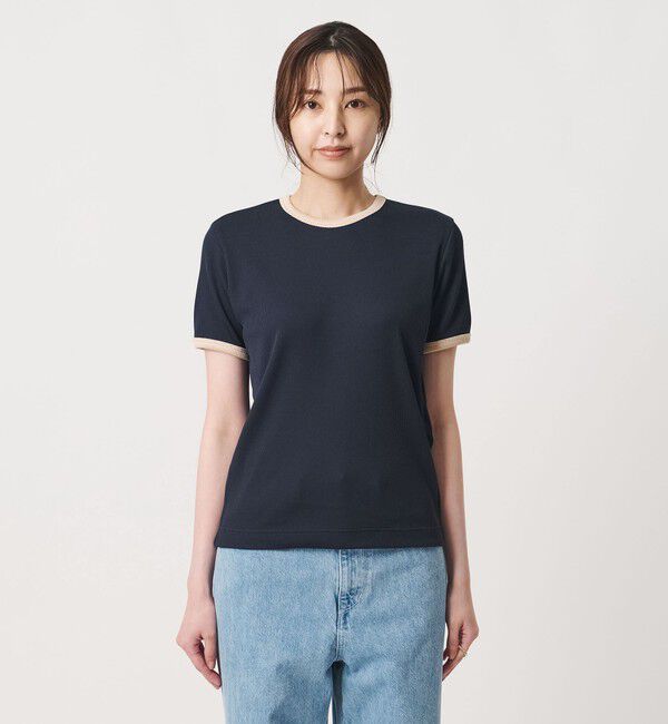 UNITED ARROWS「リブ バイカラーパイピング ショートスリーブ Tシャツ」|Tシャツ・カットソー|