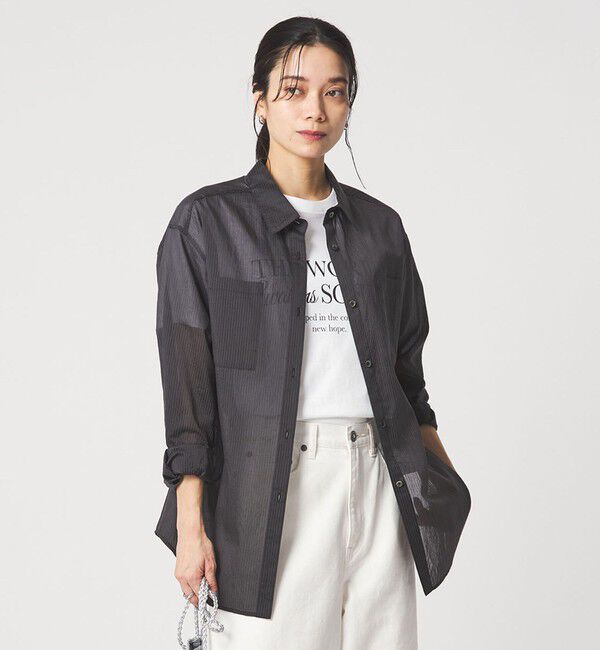 UNITED ARROWS green label relaxing「シアー ストライプ シャツ」|シャツ・ブラウス|