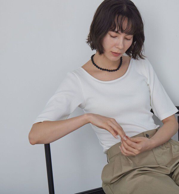 UNITED ARROWS green label relaxing「カップデザインネックTシャツ / カップインナー」|Tシャツ・カットソー|OFF WHITE