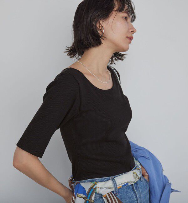 UNITED ARROWS green label relaxing「カップデザインネックTシャツ / カップインナー」|Tシャツ・カットソー|BLACK