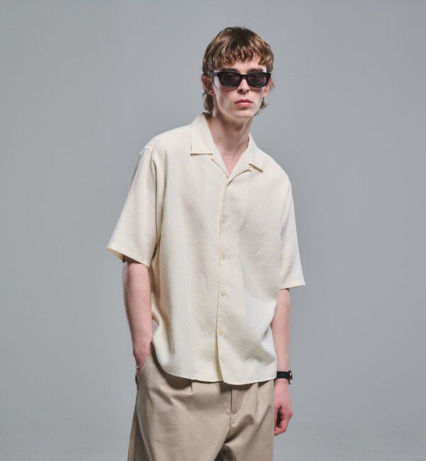UNITED ARROWS green label relaxing「リネン ポプリン オープンカラー 半袖 シャツ」|シャツ・ブラウス|OFF WHITE