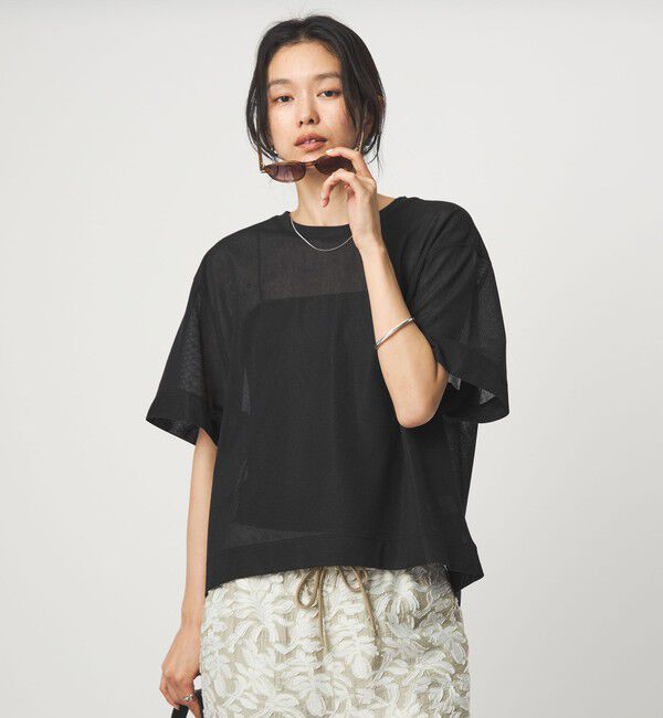 UNITED ARROWS green label relaxing「シアー メッシュ クルーネック プルオーバー カットソー」|Tシャツ・カットソー|BLACK