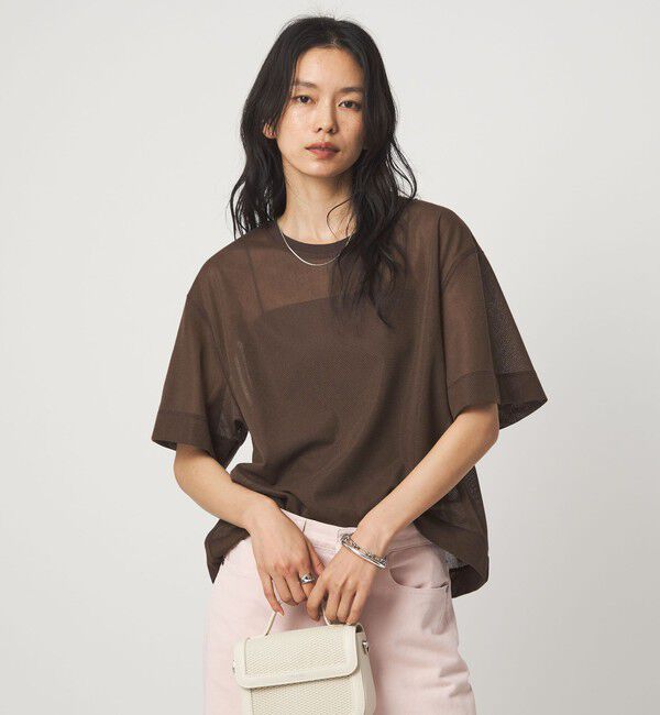 UNITED ARROWS green label relaxing「シアー メッシュ クルーネック プルオーバー カットソー」|Tシャツ・カットソー|DK.BROWN