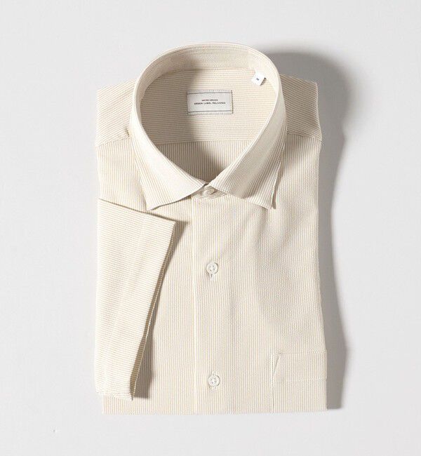 UNITED ARROWS green label relaxing「ポリエステル ラッカン ストライプ スタンダード スナップ ボタンダウン 半袖 シャツ -ストレッチ・イージ」|シャツ・ブラウス|