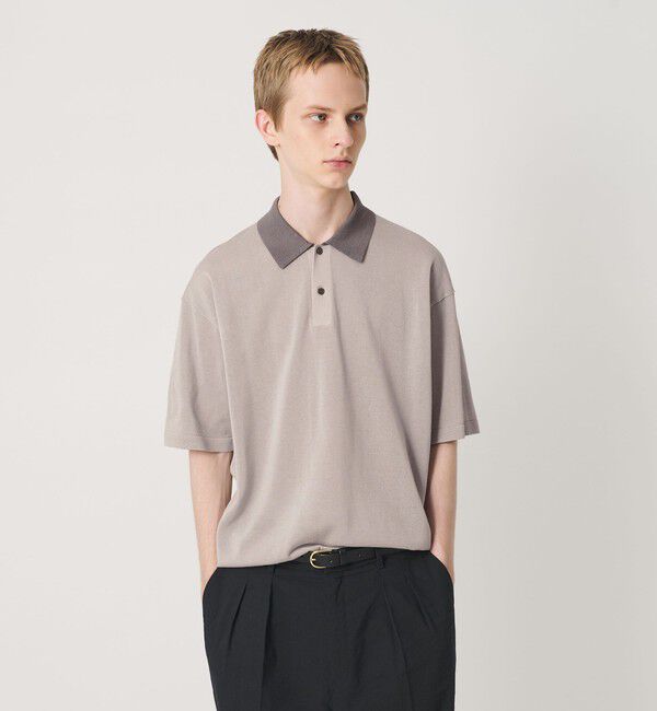 BEAUTY&YOUTH UNITED ARROWS「クレイジーパターン ギマ ショートスリーブ ポロニット ウォッシャブル」|ニット・セーター|