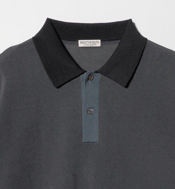 BEAUTY&YOUTH UNITED ARROWS「クレイジーパターン ギマ ショートスリーブ ポロニット ウォッシャブル」|ニット・セーター|