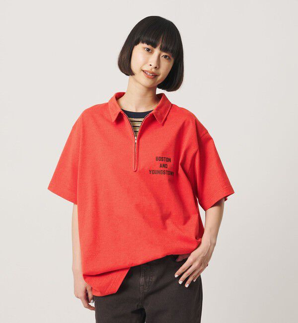 BEAUTY&YOUTH UNITED ARROWS「コットンポリエステル ジップ ビッグ ポロシャツ」|ポロシャツ|RED