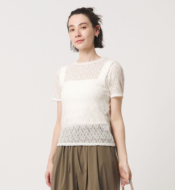 BEAUTY&YOUTH UNITED ARROWS「フラワーレース ショートスリーブ プルオーバー」|Tシャツ・カットソー|