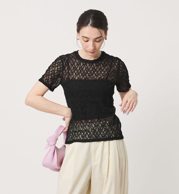 BEAUTY&YOUTH UNITED ARROWS「フラワーレース ショートスリーブ プルオーバー」|Tシャツ・カットソー|
