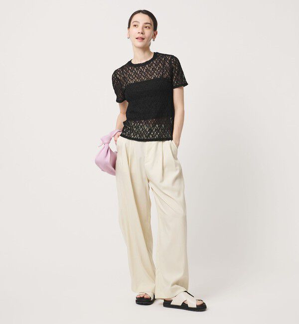BEAUTY&YOUTH UNITED ARROWS「フラワーレース ショートスリーブ プルオーバー」|Tシャツ・カットソー|