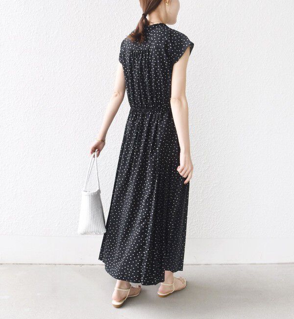 SHIPS for women「【WEB限定】〈洗濯機可能〉ドット 花柄 サイド プリーツ フレンチスリーブ ワンピース」|ワンピース|