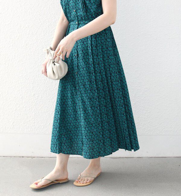 SHIPS for women「【WEB限定】〈洗濯機可能〉ドット 花柄 サイド プリーツ フレンチスリーブ ワンピース」|ワンピース|