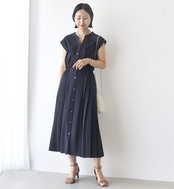 SHIPS for women「【WEB限定】〈洗濯機可能〉ドット 花柄 サイド プリーツ フレンチスリーブ ワンピース」|ワンピース|