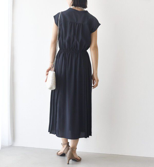 SHIPS for women「【WEB限定】〈洗濯機可能〉ドット 花柄 サイド プリーツ フレンチスリーブ ワンピース」|ワンピース|