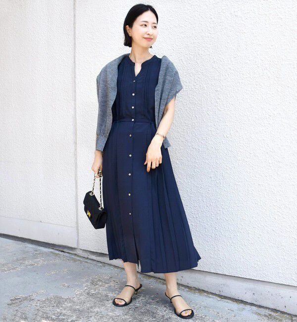 SHIPS for women「【WEB限定】〈洗濯機可能〉ドット 花柄 サイド プリーツ フレンチスリーブ ワンピース」|ワンピース|
