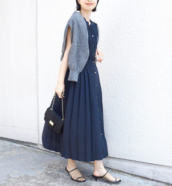 SHIPS for women「【WEB限定】〈洗濯機可能〉ドット 花柄 サイド プリーツ フレンチスリーブ ワンピース」|ワンピース|
